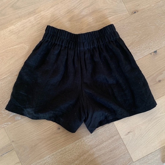 Black Linen Shorts - Picture 1 of 7